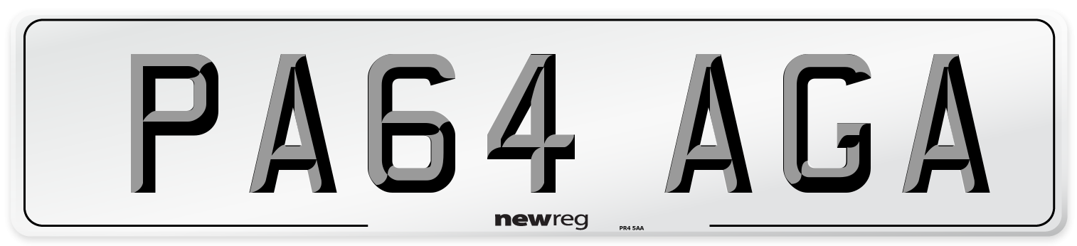 PA64 AGA Number Plate from New Reg